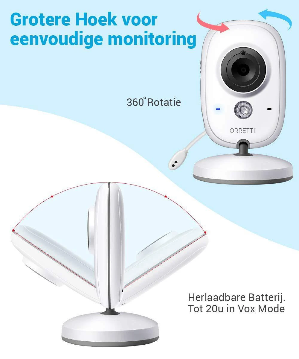 Orretti® V8 Babyfoon Met Camera - EXTRA Batterij Inbegrepen - Nederlandse Handleiding - Groot LCD Scherm - Sterk Zendbereik - Upgrade Versie 3 Orretti® V8 Babyfoon Met Camera - EXTRA Batterij Inbegrepen - Nederlandse Handleiding - Groot LCD Scherm - Sterk Zendbereik - Upgrade Versie - Afbeelding 3