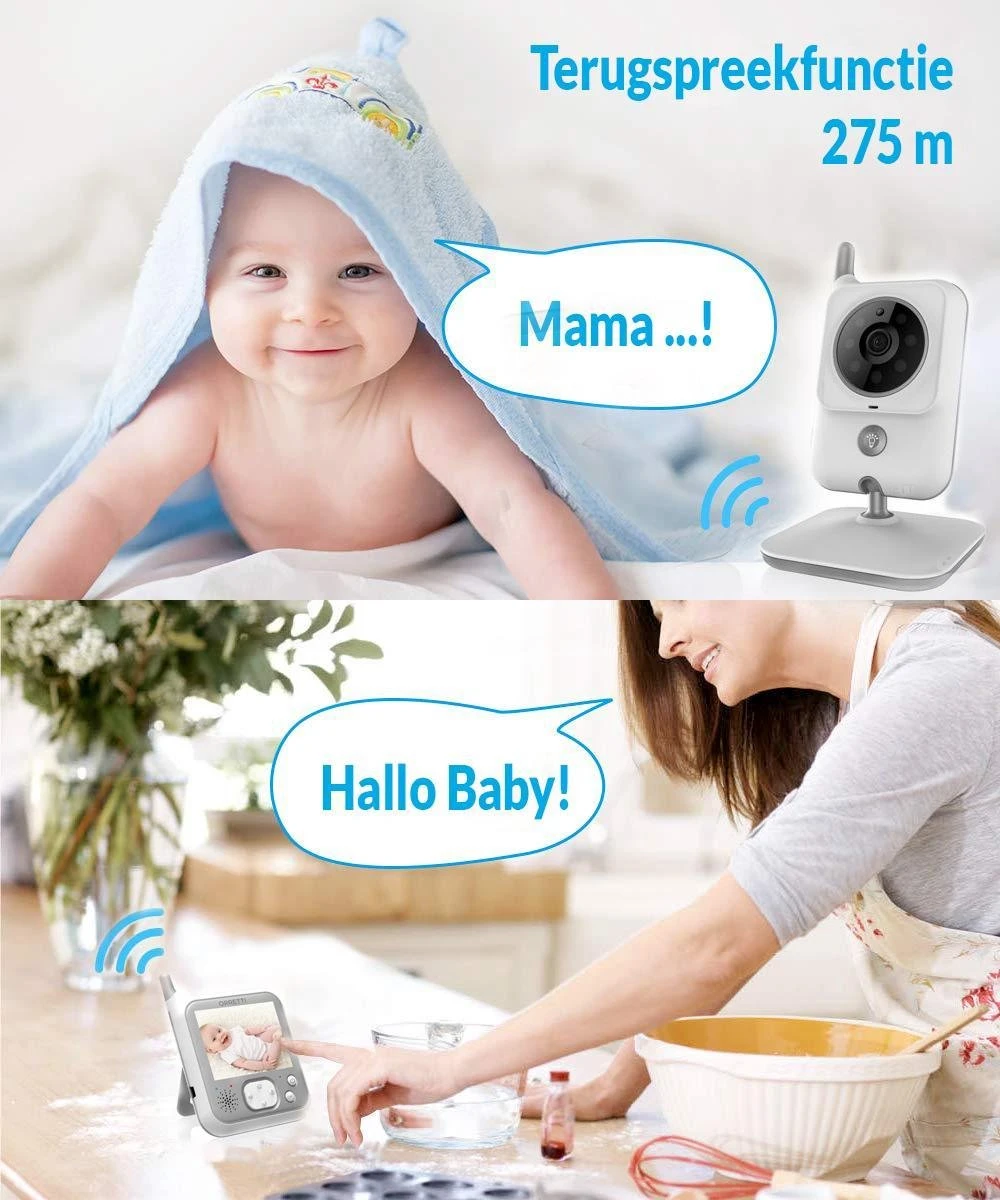 Orretti® V9 Babyfoon Met Camera Met Nachtlampje - Krachtige Batterij - Beter Zendbereik - Groot LCD Scherm - Terugspreekfunctie - Temperatuurbewaking - Slaapliedjes - Lange Afstand En Hoge Batterij Capaciteit - Wit 5 Orretti® V9 Babyfoon Met Camera Met Nachtlampje - Krachtige Batterij - Beter Zendbereik - Groot LCD Scherm - Terugspreekfunctie - Temperatuurbewaking - Slaapliedjes - Lange Afstand En Hoge Batterij Capaciteit - Wit - Afbeelding 5