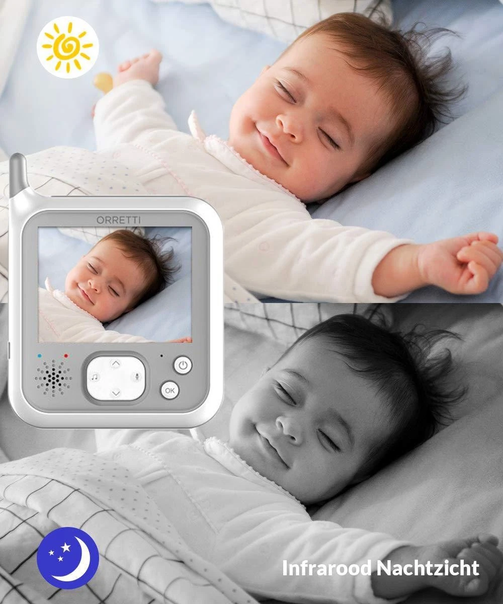 Orretti® V9 Babyfoon Met Camera Met Nachtlampje - Krachtige Batterij - Beter Zendbereik - Groot LCD Scherm - Terugspreekfunctie - Temperatuurbewaking - Slaapliedjes - Lange Afstand En Hoge Batterij Capaciteit - Wit 6 Orretti® V9 Babyfoon Met Camera Met Nachtlampje - Krachtige Batterij - Beter Zendbereik - Groot LCD Scherm - Terugspreekfunctie - Temperatuurbewaking - Slaapliedjes - Lange Afstand En Hoge Batterij Capaciteit - Wit - Afbeelding 6