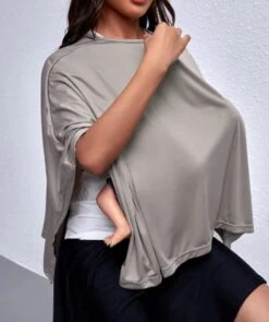 Borstvoeding Poncho/ Borstvoeding T-shirt/ Borstvoedingsdoek/Makkelijk Draagbare En Niet Opvallend Voedingsshirt/Afschermdoek Tijdens Voeden/ Ademende Voedingshoes/54cm X 58 Cm/