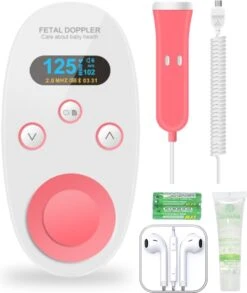 Hunnybunny® Doppler Incl. Ultrasound Gel, Oortjes & Batterijen – Baby Hartje Monitor – Volledige Set