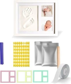 Baby Fotolijst - Gipsafdruk Baby - Klei Afdruk Baby Voet En Hand - Kraamcadeau Jongen Of Meisje - Babyshower - Kraampakket/Geboorte Cadeau