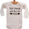 Merkloos Baby Romper Met Tekst-zwangerschap Aankondiging Vriendinnen Mama Best Friends Just Like Our Moms Maat 50-56 Wit Lange Mouw Samen Zwanger