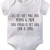 Hospitrix Baby Rompertje Met Tekst Als Het Niet Mag Van Mama & Papa Dan Vraag Ik Het Aan Oma & Opa | Maat M | 3-6 Maanden | 62/28 | Korte Mouw | Cadeau Voor Zwangerschap | Bekendmaking | Aankondiging | Aanstaande Moeder | Moederdag