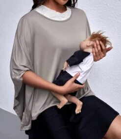 Borstvoeding Poncho/ Borstvoeding T-shirt/ Borstvoedingsdoek/Makkelijk Draagbare En Niet Opvallend Voedingsshirt/Afschermdoek Tijdens Voeden/ Ademende Voedingshoes/54cm X 58 Cm/ -Pasgeborenen En Jonge Kinderen 1046x1200 2