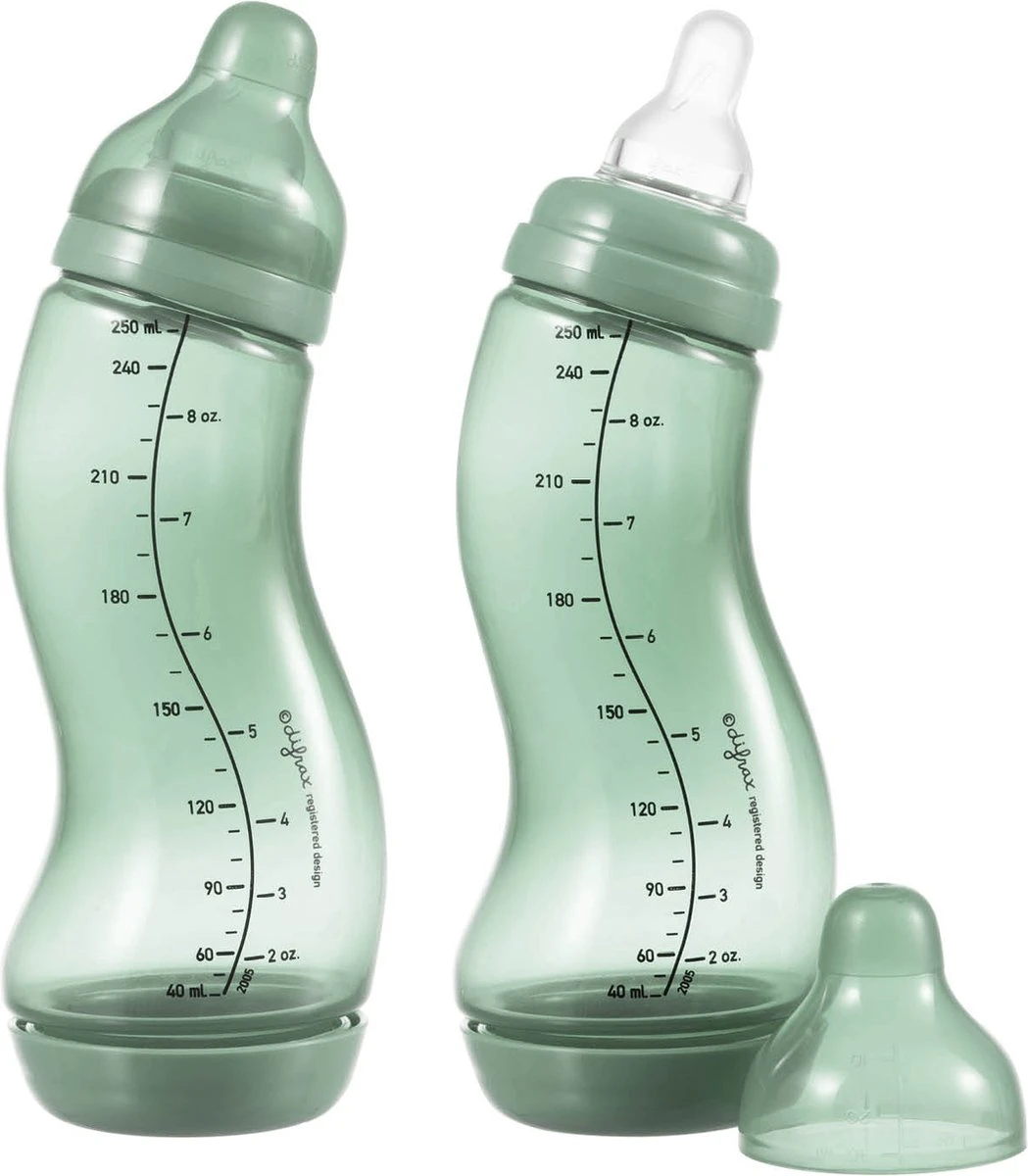 Difrax Babyfles 250 Ml Natural - Anti-Colic - Groen - 2 Stuks 1 Difrax Babyfles 250 Ml Natural - Anti-Colic - Groen - 2 Stuks