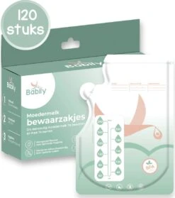 Babily® - Moedermelk Bewaarzakjes - 120 Stuks - Borstvoeding Bewaarzakje - Melkzakjes - 240 Ml - Met Dubbele Sluiting En Schenktuit