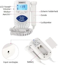 Honeyy - Professionele Doppler - Baby Hartje Monitor - Zwangerschapscadeau - Inclusief Ultrasound Gel En Batterijen -Pasgeborenen En Jonge Kinderen 1068x1200 4
