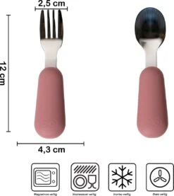 JU&MP Kinderbestek - Baby - 2 Baby Lepeltjes En Vorkjes - Baby Bestek - BPA-Vrij - RVS - Roze Oranje -Pasgeborenen En Jonge Kinderen 1071x1200 3