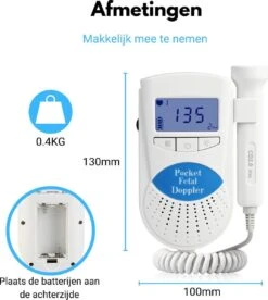 Pro Bellia® Professionele Doppler Incl. Ultrasound Gel & Batterijen & Oordopjes - Baby Hartje Monitor - Zwangerschapscadeau - Babyshower -Pasgeborenen En Jonge Kinderen 1074x1200 5