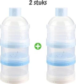 2x Poedertoren - Blauw - Toren Melkpoeder Doseerdoosjes - Bewaarbakjes – Voedingstoren - Baby - Melktoren Reisbox - Babyvoeding