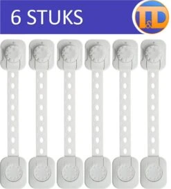 T&D - Kinderslot Kastjes - Zelfklevend Kinderslot - Dubbel Op Slot - Kinderslot Op Maat - Baby Veiligheid - 6 Stuks - Wit