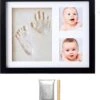 XYZ Goods Baby Fotolijst - Met Klei Afdruk Voet En Hand ( Gipsafdruk Baby ) - Kraamcadeau Jongen / Kraamcadeau Meisje - Babyshower - Kraampakket / Geboorte Cadeau - Baby Artikelen - Zwart