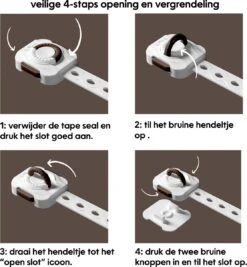Zelfklevend Kinderslot Kastjes Voor Baby Veiligheid - 6 Stuks - Kinderbeveiliging Kasten & Lades - Kastsloten – Wit-Bruin -Pasgeborenen En Jonge Kinderen 1112x1200 6