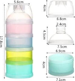 Merkloos 2 Delig - Multifunctioneel Melkpoeder Dispenser - Reis Melkpoeder Doseerdoosjes - Draagbare Snack Box - 4 Laags + 3 Laags Kinder - Babyvoeding Bewaarbakjes Met Schenktuit - Poeder Toren - Multi- Compartiment Snack Doosjes -Pasgeborenen En Jonge Kinderen 1113x1200