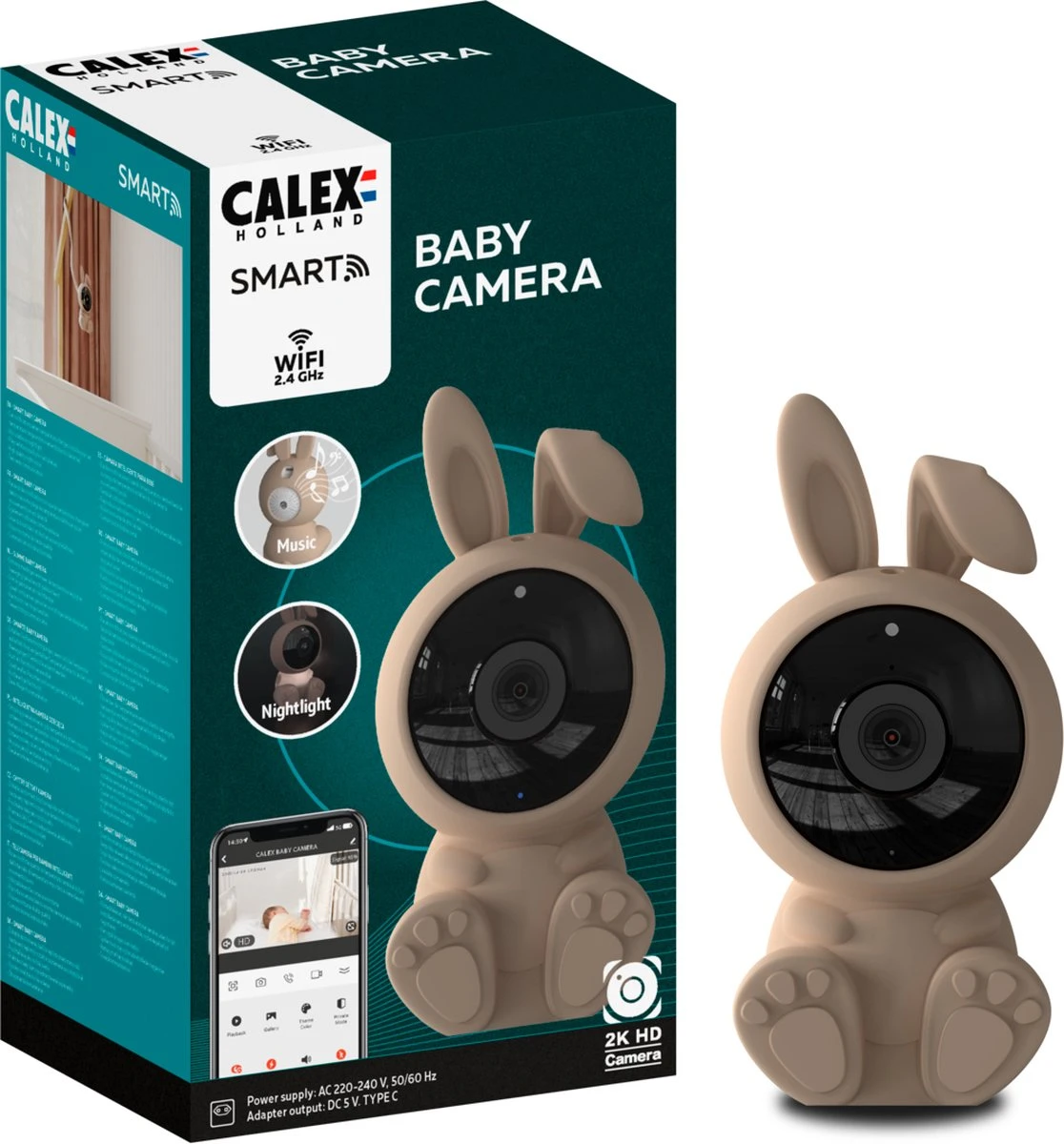 Calex Slimme Babyfoon - Wifi Baby Camera - Geluid En Bewegingsdetectie - 2K 1 Calex Slimme Babyfoon - Wifi Baby Camera - Geluid En Bewegingsdetectie - 2K