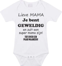 Baby Rompertje Met Leuke Tekst | Lieve Mama Je Bent Geweldig |zwangerschap Aankondiging | Cadeau Papa Mama Opa Oma Oom Tante | Kraamcadeau | Maat 56 Wit
