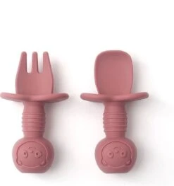 4 Setjes - Baby Bestek - Vork En Lepel - Kinderbestekset - Roze Beige -Pasgeborenen En Jonge Kinderen 1127x1200 3