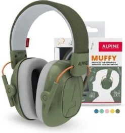 Alpine Muffy Kids Kinder Oorkap - Premium Gehoorbescherming Voor Kinderen Tot 16 Jaar - Verstelbare Oorbescherming Met Draagtas - 25 DB SNR - Groen -Pasgeborenen En Jonge Kinderen 1128x1200 3