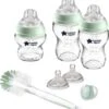 Tommee Tippee Closer To Nature - Glazen Flessen Starterpakket Voor Pasgeboren Baby's - Tepelspenen Met Anti-koliek Ventiel - Gemengde Maten - Doorzichtig - Groente