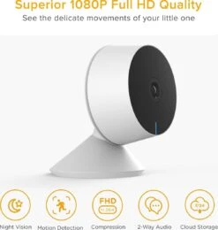 Laxihub M1 – Babyfoon Met Camera - Beveiligingscamera Binnen – Full HD Resolutie - Inclusief 32GB SD Kaart -Pasgeborenen En Jonge Kinderen 1140x1200 3