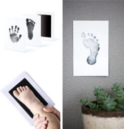 Baby Voetafdruk En Baby Handafdruk Inkt - Geschenkset (zwart) - Incl. 2 X Witte Kaartjes En Handleiding