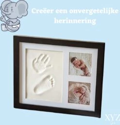 XYZ Goods Baby Fotolijst - Met Klei Afdruk Voet En Hand ( Gipsafdruk Baby ) - Kraamcadeau Jongen / Kraamcadeau Meisje - Babyshower - Kraampakket / Geboorte Cadeau - Baby Artikelen - Zwart -Pasgeborenen En Jonge Kinderen 1153x1200 1