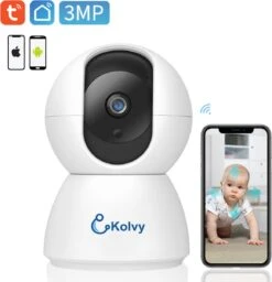 Kolvy® Babyfoon Met Camera En App - Intelligente Baby Monitor - Slimme Beveiligingscamera - NIEUW - WiFi - 3MP Super HD 1536p - Sterke Encryptie - Nachtzicht - Professioneel