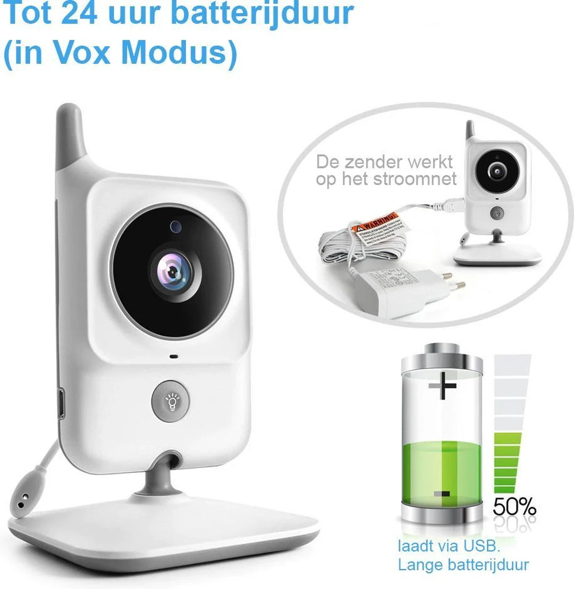 Orretti® V9 Babyfoon Met Camera Met Nachtlampje - Krachtige Batterij - Beter Zendbereik - Groot LCD Scherm - Terugspreekfunctie - Temperatuurbewaking - Slaapliedjes - Lange Afstand En Hoge Batterij Capaciteit - Wit 3 Orretti® V9 Babyfoon Met Camera Met Nachtlampje - Krachtige Batterij - Beter Zendbereik - Groot LCD Scherm - Terugspreekfunctie - Temperatuurbewaking - Slaapliedjes - Lange Afstand En Hoge Batterij Capaciteit - Wit - Afbeelding 3