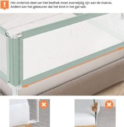Merkloos Bedhekje - Bedhek - Bedrand - Bedrail - Bedrek - 200x95cm - Groen -Pasgeborenen En Jonge Kinderen 1168x1200 9