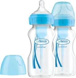 Dr. Brown's Options+ Anti-colic Bottle - Brede Halsfles - 270 Ml - Duopack Blauw -Pasgeborenen En Jonge Kinderen 1169x1200 2