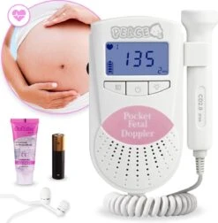 PEACE Doppler – Baby Hartje Monitor – Hartslag Meter - Roze - Inclusief Ultrasound Gel, Batterijen En Oortjes – Kraamcadeau Meisje