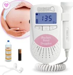 PEACE Doppler Met Ultrasound 250mL – Baby Hartje Monitor – Hartslag Meter - Roze - Incl. Batterijen En Oortjes – Kraamcadeau Meisje