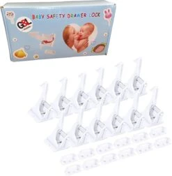 Kast-/ladeslot 12 Stuks - Onzichtbaar En Zelfklevend Door 3M Technologie - Kinderslot - Aan/uit Schakelfunctie - Veiligheidshaakje