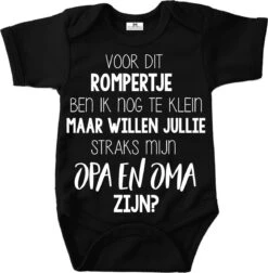 Rompertje Baby Met Tekst-voor Dit Rompertje Ben Ik Nog Te Klein-zwangerschap Aankondiging Opa En Oma-Maat 56