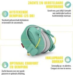 Alpine Muffy Kids Kinder Oorkap - Premium Gehoorbescherming Voor Kinderen Tot 16 Jaar - Verstelbare Oorbescherming Met Draagtas - 25 DB SNR - Mint -Pasgeborenen En Jonge Kinderen 1179x1200 9