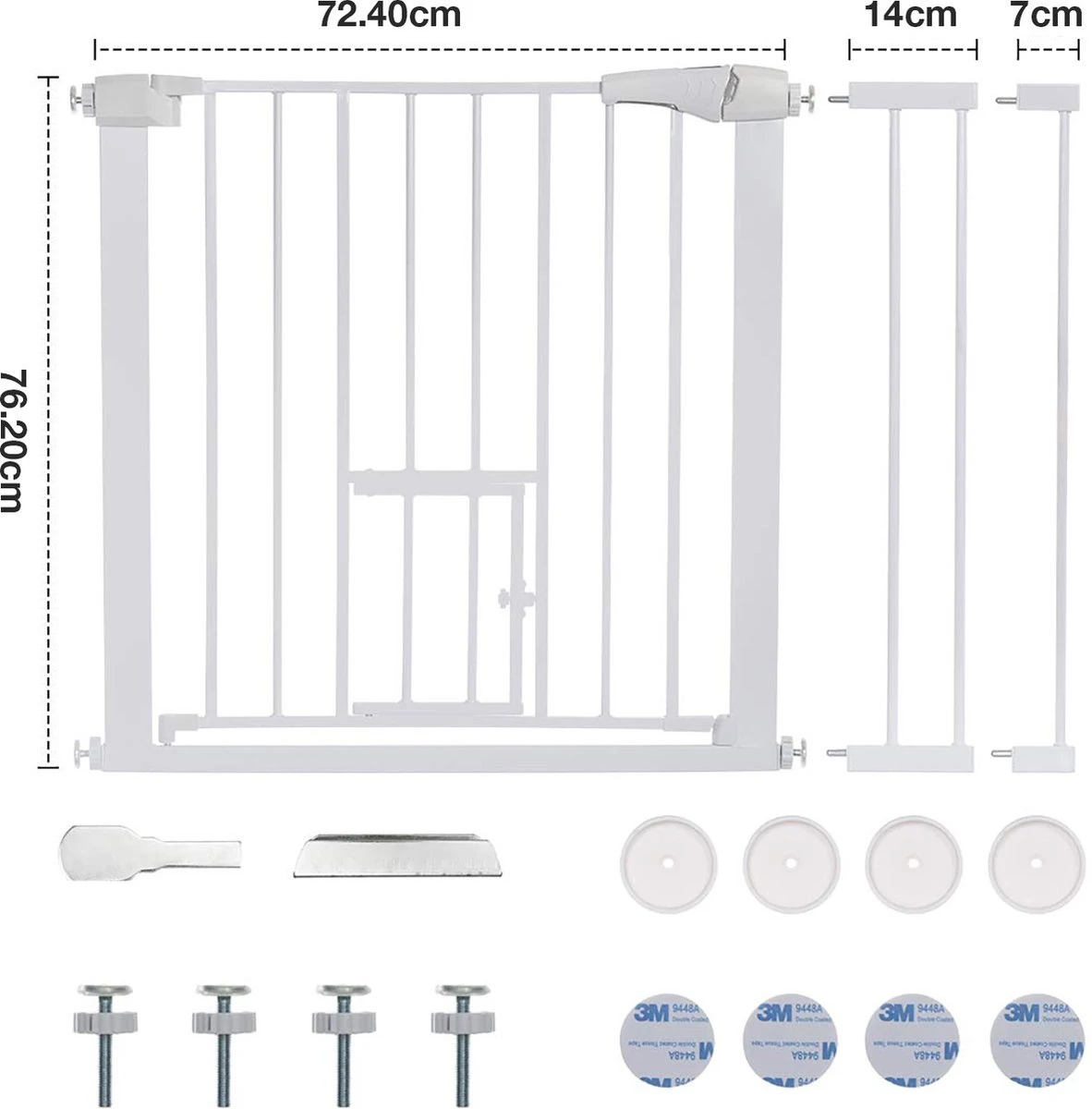 Merkloos Traphekje - Traphek Zonder Boren - 75-103cm Veiligheidshek Met Kattendeur - Veiligheidshekje -Hondenhek - Voor Baby's, Kinderen, Hond En Katten - Wit 6 Merkloos Traphekje - Traphek Zonder Boren - 75-103cm Veiligheidshek Met Kattendeur - Veiligheidshekje -Hondenhek - Voor Baby's, Kinderen, Hond En Katten - Wit - Afbeelding 6