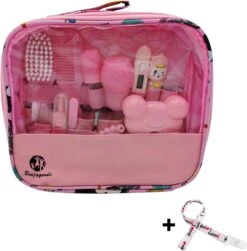 BenjaGoods Baby Verzorgingsset - 13 In 1 - Baby Geschenkset - Babyshower - Manicureset - Reistasje - Kraamcadeau - Meisje - Baby - Roze