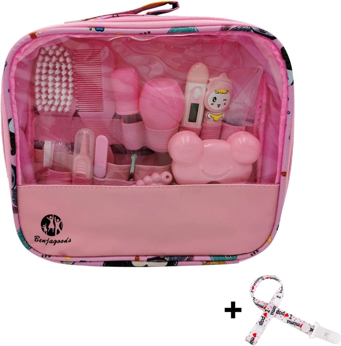BenjaGoods Baby Verzorgingsset - 13 In 1 - Baby Geschenkset - Babyshower - Manicureset - Reistasje - Kraamcadeau - Meisje - Baby - Roze 1 BenjaGoods Baby Verzorgingsset - 13 In 1 - Baby Geschenkset - Babyshower - Manicureset - Reistasje - Kraamcadeau - Meisje - Baby - Roze