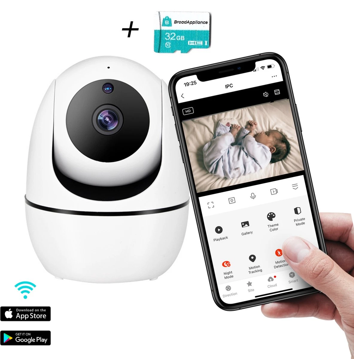 BroadAppliance Babyfoon Met Camera En App - GRATIS 32GB SD KAART Voor Playback Functie - Automatisch Volgen Functie - Bewegings- En Geluidsdetectie - Nachtvisie - Wifi 2,4 GHz - Notificaties - Multifunctioneel - Full HD 1 BroadAppliance Babyfoon Met Camera En App - GRATIS 32GB SD KAART Voor Playback Functie - Automatisch Volgen Functie - Bewegings- En Geluidsdetectie - Nachtvisie - Wifi 2,4 GHz - Notificaties - Multifunctioneel - Full HD