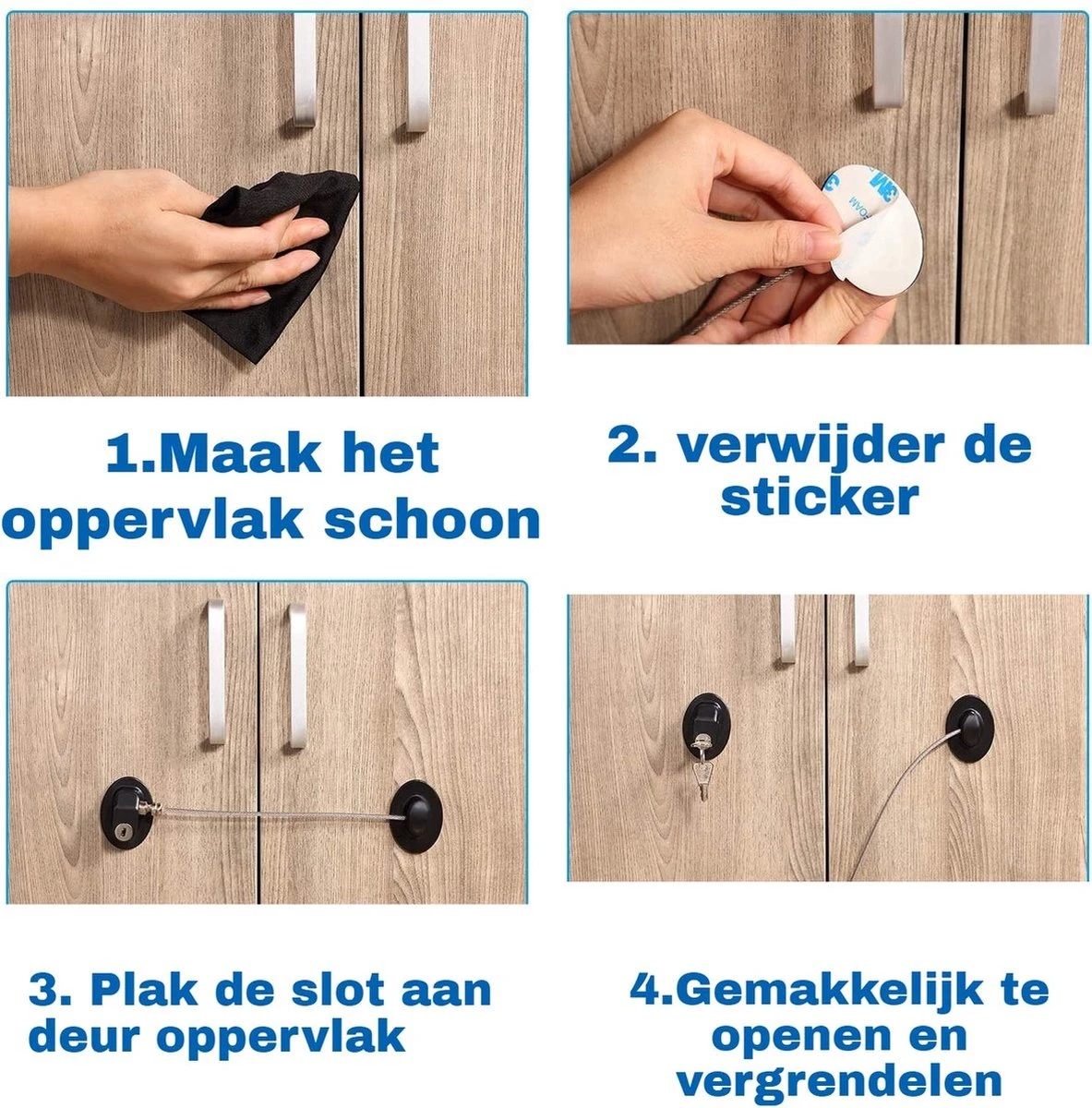 Merkloos M.W. Sloten-INCL 2x RESERVE 3M TAPE-Lade Slot-Kastenslot-Kinder Beveiliging-Deur Slot-Kinderslot Kastjes- Babyslot-Kinderslot 10 Merkloos M.W. Sloten-INCL 2x RESERVE 3M TAPE-Lade Slot-Kastenslot-Kinder Beveiliging-Deur Slot-Kinderslot Kastjes- Babyslot-Kinderslot - Afbeelding 10