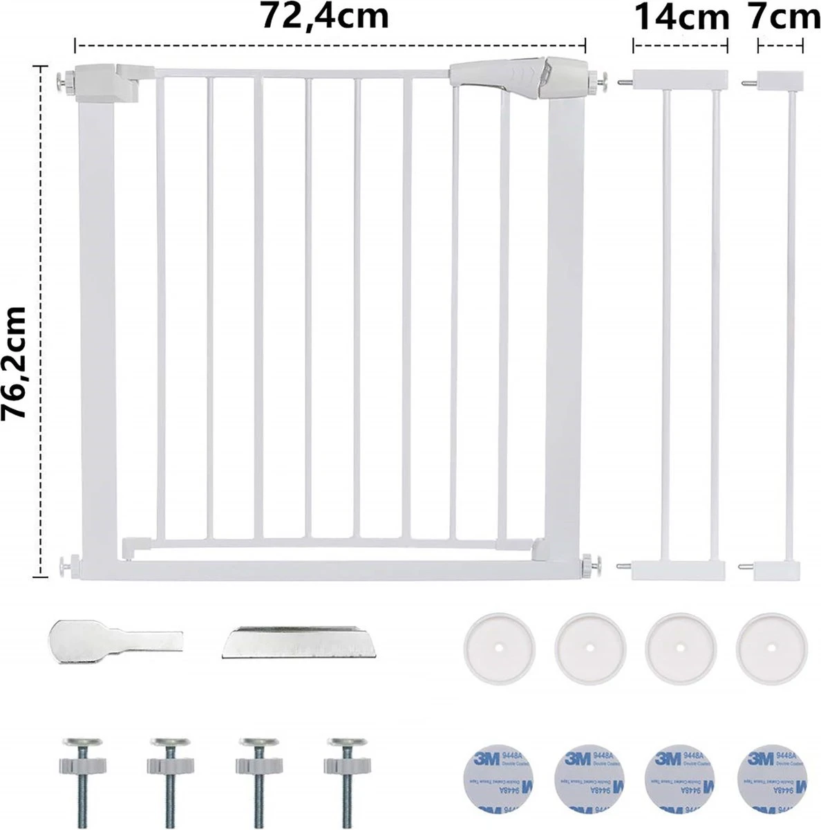 Merkloos Traphekje - Traphek Zonder Boren- 75-103cm Veiligheidshek - Veiligheidshekje - Voor Baby’s, Kinderen, Peuters & Huisdieren - Wit 6 Merkloos Traphekje - Traphek Zonder Boren- 75-103cm Veiligheidshek - Veiligheidshekje - Voor Baby’s, Kinderen, Peuters & Huisdieren - Wit - Afbeelding 6