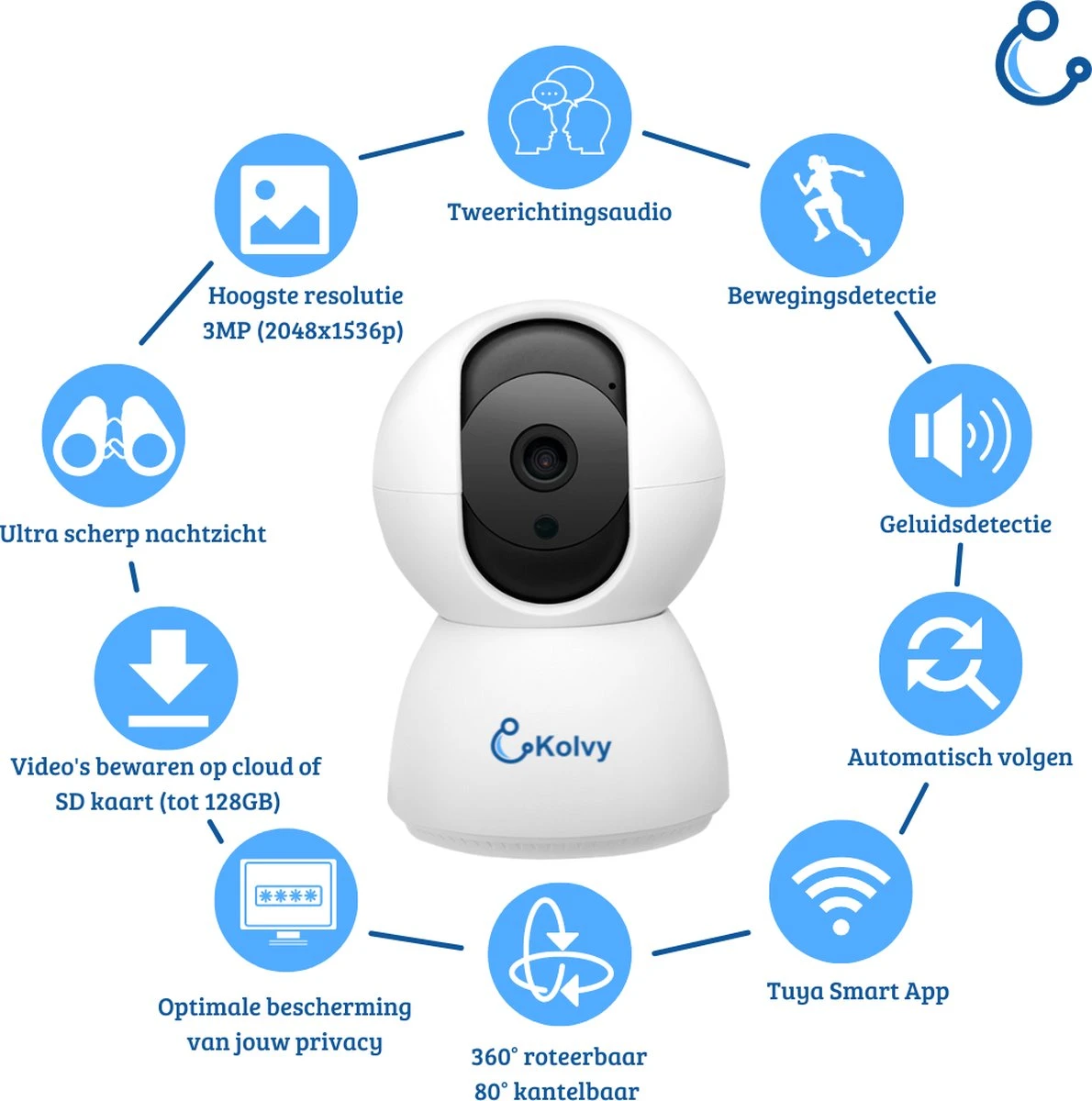 Kolvy® Babyfoon Met Camera En App - Intelligente Baby Monitor - Slimme Beveiligingscamera - NIEUW - WiFi - 3MP Super HD 1536p - Sterke Encryptie - Nachtzicht - Professioneel 10 Kolvy® Babyfoon Met Camera En App - Intelligente Baby Monitor - Slimme Beveiligingscamera - NIEUW - WiFi - 3MP Super HD 1536p - Sterke Encryptie - Nachtzicht - Professioneel - Afbeelding 10