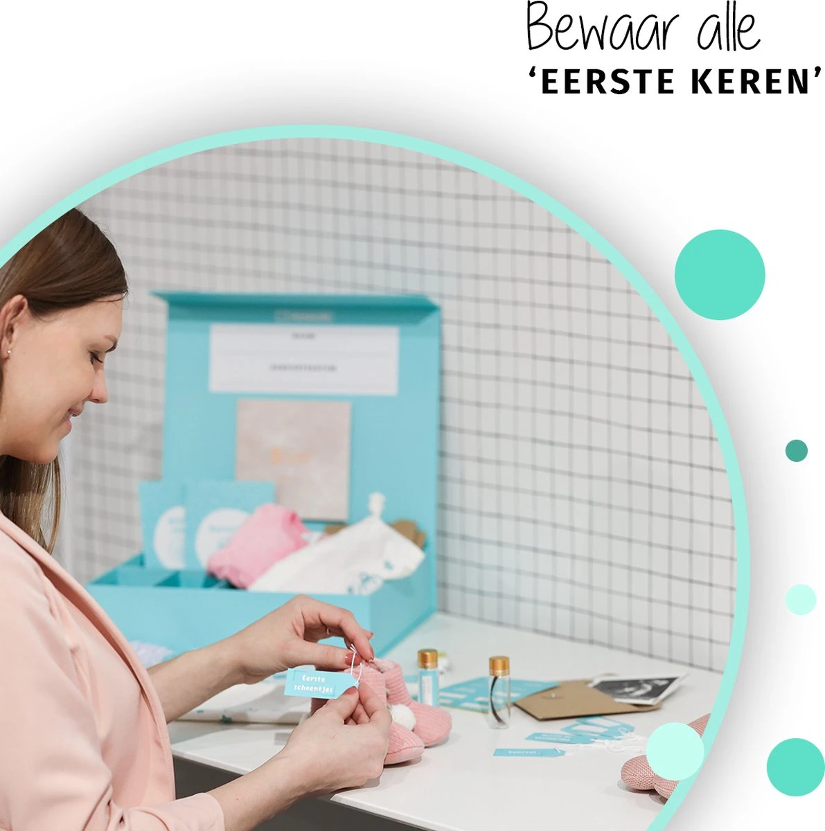 Kraamcadeau Jongen En Meisje - Baby Memory Box – Herinneringsdoos, Babyshower Cadeau - Unisex Geschenkset Mint Groen 2 Kraamcadeau Jongen En Meisje - Baby Memory Box – Herinneringsdoos, Babyshower Cadeau - Unisex Geschenkset Mint Groen - Afbeelding 2