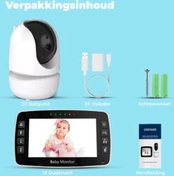 B-care Babyfoon Met 2 Camera's - 4.3 Inch Scherm - Zonder Wifi En App - Temperatuursensor - Infrarood Nachtzicht - Terugspreekfunctie - 4 Slaapliedjes- Zoomfunctie - Voor 2 Kinderen -Pasgeborenen En Jonge Kinderen 1192x1200 7