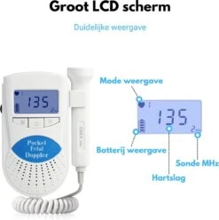 Pro Bellia® Professionele Doppler Incl. Ultrasound Gel & Batterijen & Oordopjes - Baby Hartje Monitor - Zwangerschapscadeau - Babyshower -Pasgeborenen En Jonge Kinderen 1195x1200 13