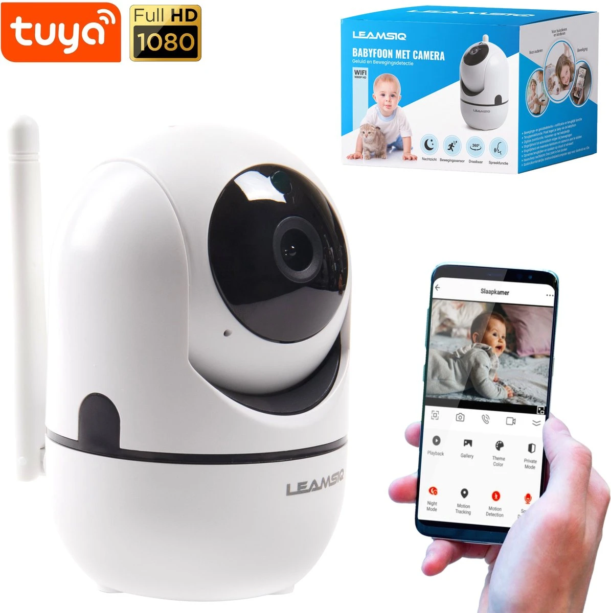 Full HD Wifi Babyfoon Met Camera - Met App - Camera Beveiliging - 1290P - Automatisch Volgen - Geluid En Bewegingsdetectie - 4G/5G - Spraakfunctie - Nachtvisie - Wit 1 Full HD Wifi Babyfoon Met Camera - Met App - Camera Beveiliging - 1290P - Automatisch Volgen - Geluid En Bewegingsdetectie - 4G/5G - Spraakfunctie - Nachtvisie - Wit