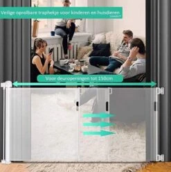 Oprolbaar Traphekje Zwart - Veiligheidshekje Voor Baby - Kinderhekje - Hondenhek - Traprek - Luxe Mesh - Simanti® -Pasgeborenen En Jonge Kinderen 1196x1200 23