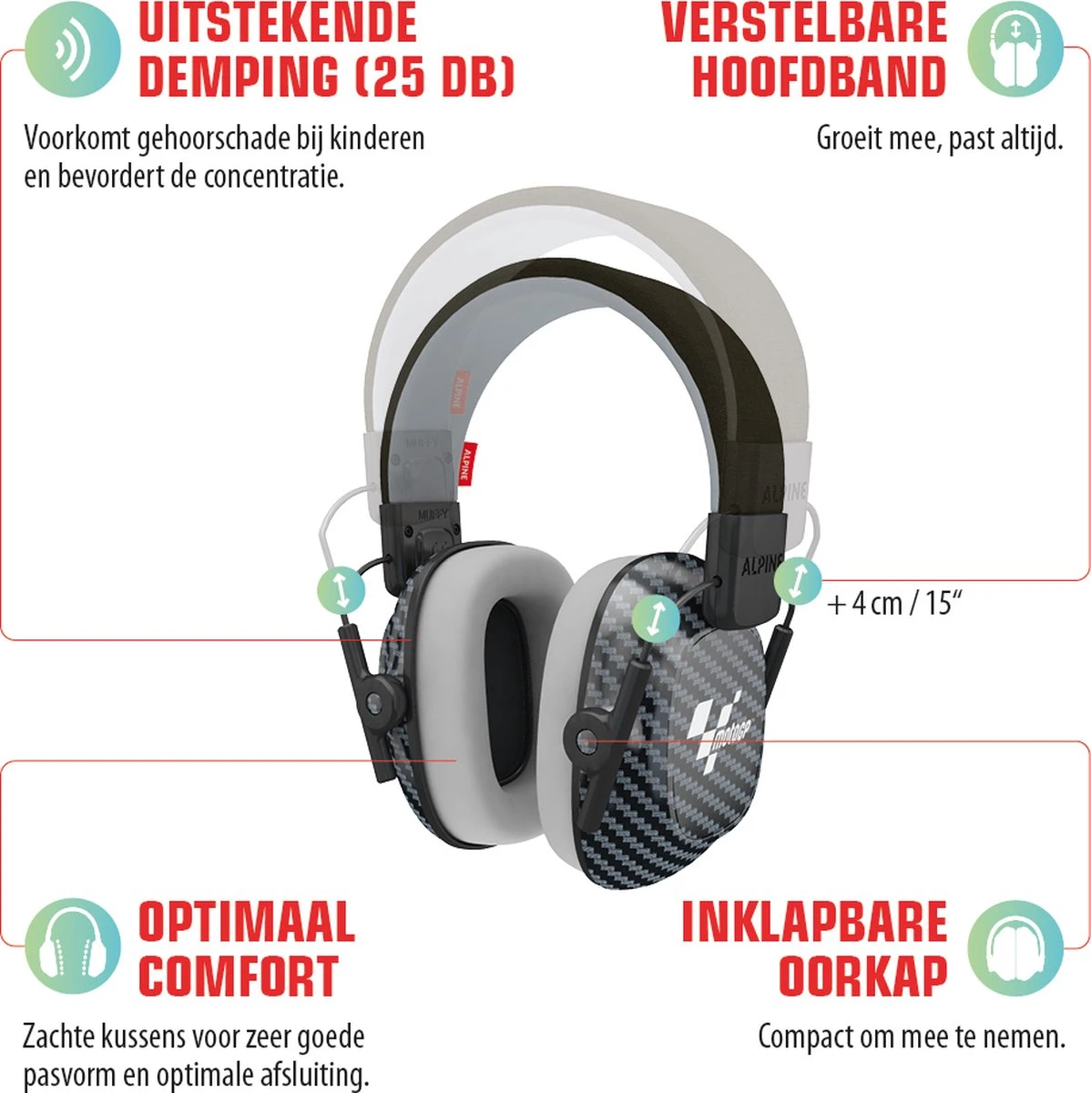 Racing Muffy Kids Kinder Oorkap - MotoGP - Premium Gehoorbescherming Voor Kinderen Tot 16 Jaar - Verstelbare Oorbescherming Met Draagtas - 25 DB SNR - Carbon 2 Racing Muffy Kids Kinder Oorkap - MotoGP - Premium Gehoorbescherming Voor Kinderen Tot 16 Jaar - Verstelbare Oorbescherming Met Draagtas - 25 DB SNR - Carbon - Afbeelding 2