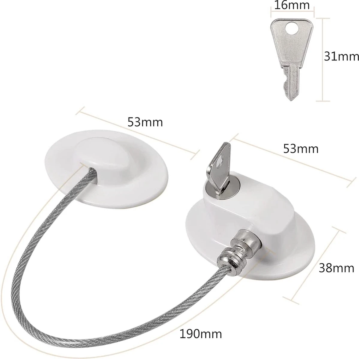 Deur - Raam Beveiliging Met Sterke 3M Tape & Reservesleutel - Wit Kast Lade Koelkast Slot - Baby Beveiliging -- Kinderslot Kinderbeveiliging - Raam Veiligheid 11 Deur - Raam Beveiliging Met Sterke 3M Tape & Reservesleutel - Wit Kast Lade Koelkast Slot - Baby Beveiliging -- Kinderslot Kinderbeveiliging - Raam Veiligheid - Afbeelding 11